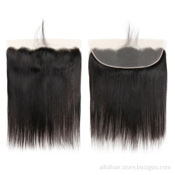 New Design wholesale Human Hair Frontal Slik Based Preplucked 13*4 Straight Hd Transparent Swiss Lace Frontal Closure